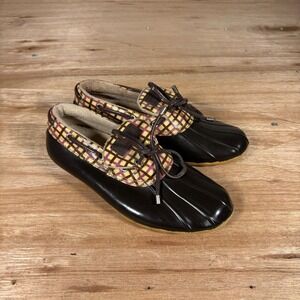 Sperry Top-Sider Womens 8 Waterproof Rubber Duck Shoes Plaid Brown 9045246
